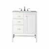 James Martin Vanities Addison 30in Single Vanity, Glossy White w/ 3 CM Arctic Fall Solid Surface Top E444-V30-GW-3AF